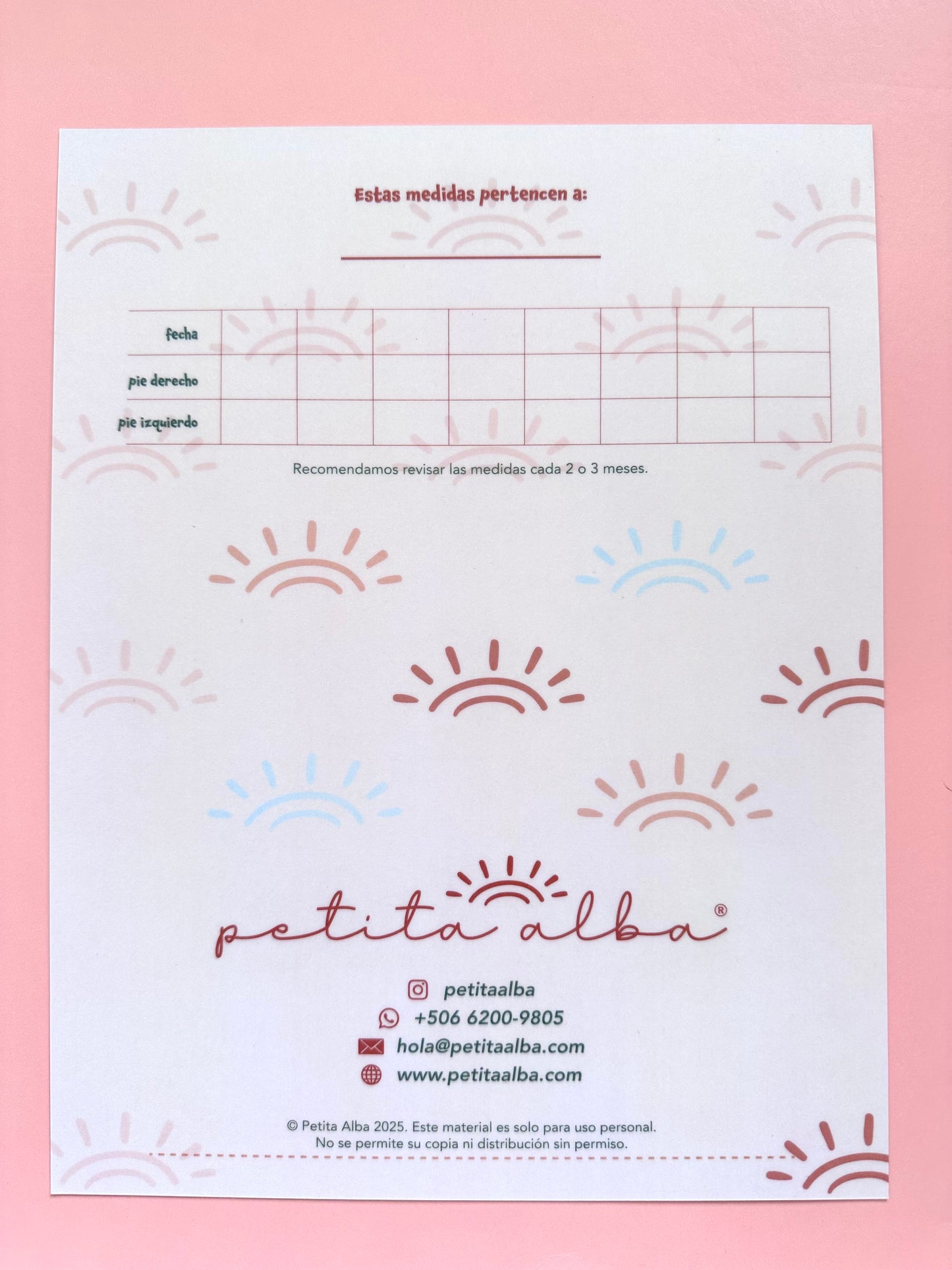 PLANTILLA MEDIDA PIES - FÍSICA